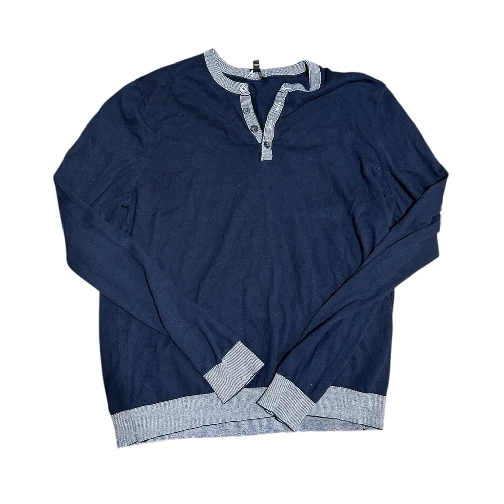 Express Navy Button-Up Henley Size XL - Picture 1 of 3